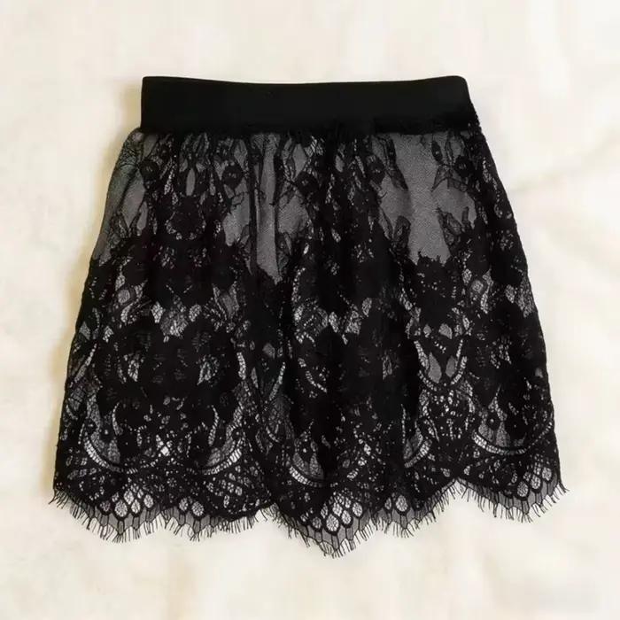 Nouvelle jupe transparente en dentelle et résille, noire et blanche, courte, micro-jupe, minijupes d