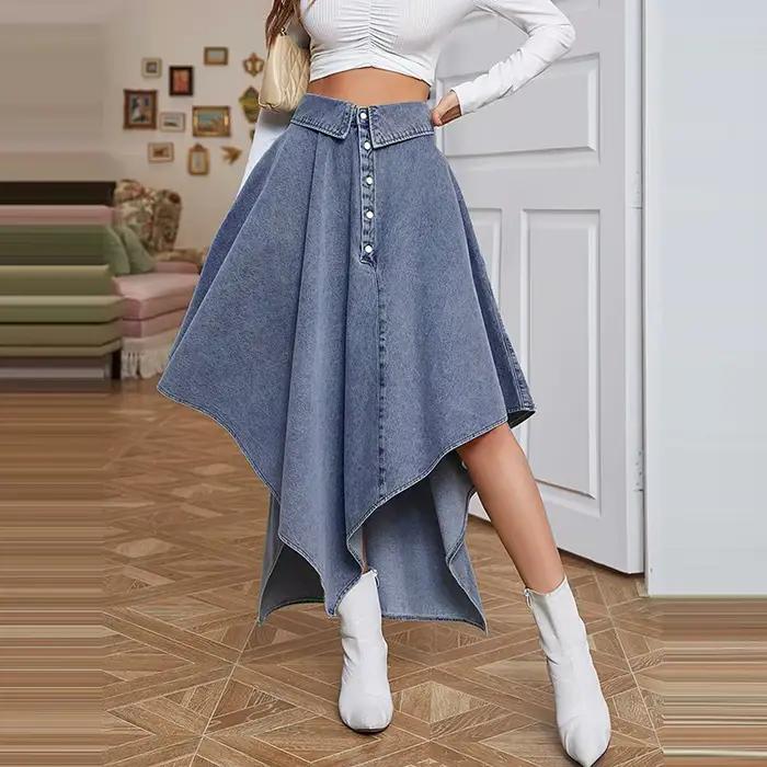 Jupe en jean d'été irrégulière élégante pour femme – Nouvelle collection printemps-été