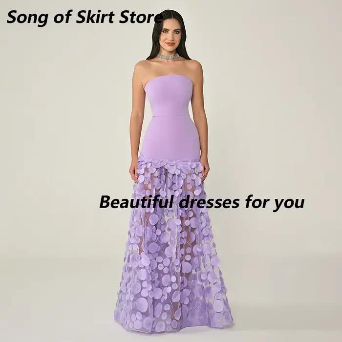 Robe de Soirée Tendance Personnalisée, Bustier Coupe A-Line, Ornée de Fleurs Exquises, Longue Robe d