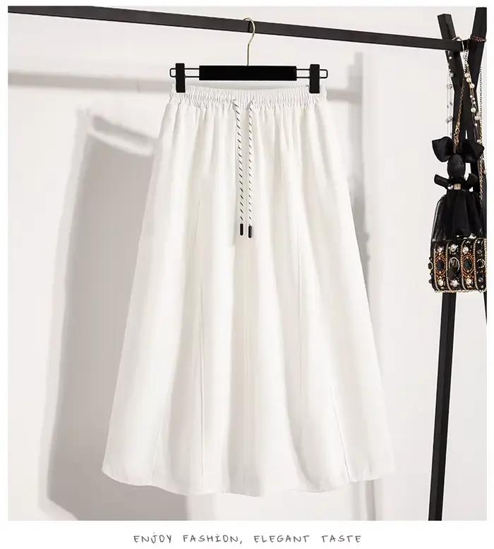 Jupe demi-corps taille haute avec cordon de serrage, nouvelle mode printemps et automne, simple et é