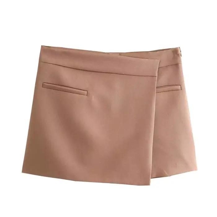 Mini-jupe short asymétrique taille haute pour femme avec fermeture éclair latérale – Élégante et chi