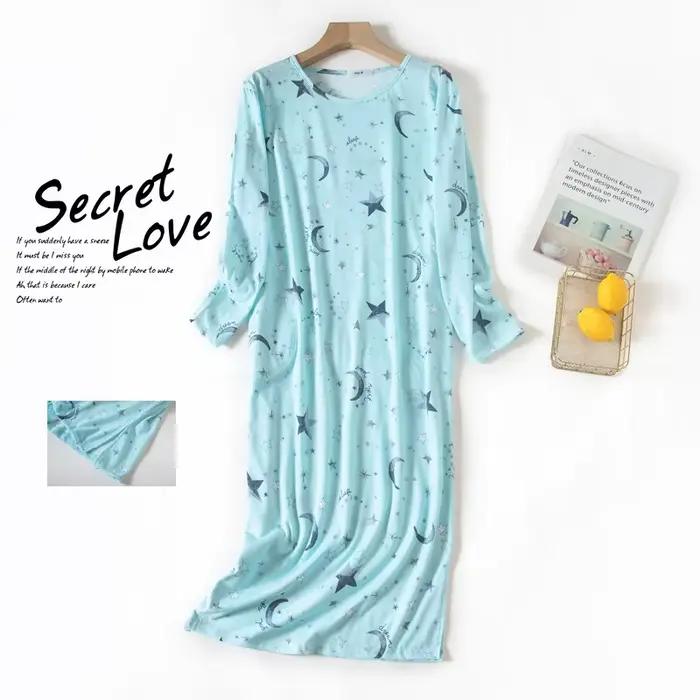 Grande taille Multi couleurs femmes impression chemise de nuit pour printemps et automne à manches l