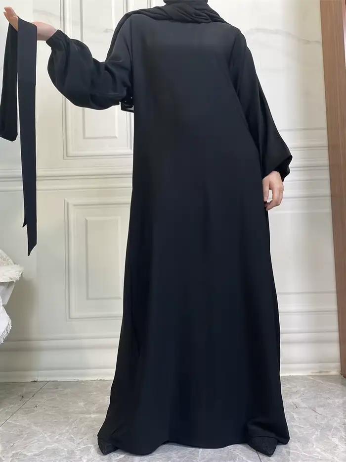 Robe musulmane à manches longues Abaya Style Simple vêtements pour femmes couleur unie Golfe Abayas