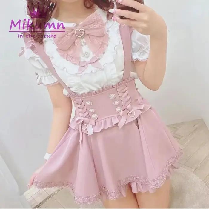 Mikumn gothique Lolita rétro nœud perle boucle volants jupes à bretelles Y2k filles japonaises doux