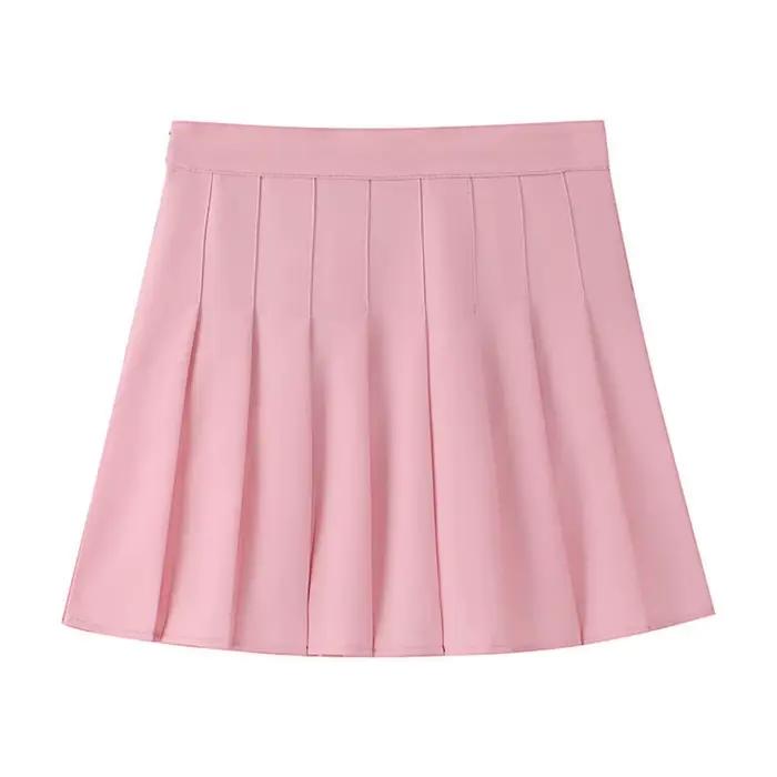 Nouvelles Mini jupes femmes 2025 été école japonaise jupes plissées taille haute Kawaii mignon rose