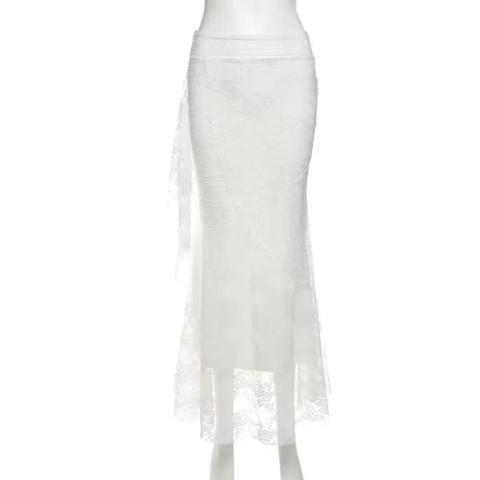 SylCue dentelle Patchwork jupes femmes taille haute couvrant les hanches irrégulière décontracté mod