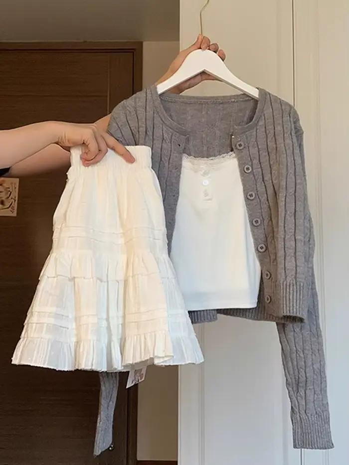 Jupe blanche de style ballet pour femmes, nouveau style d'été 2025, printemps et automne, jupe bouff