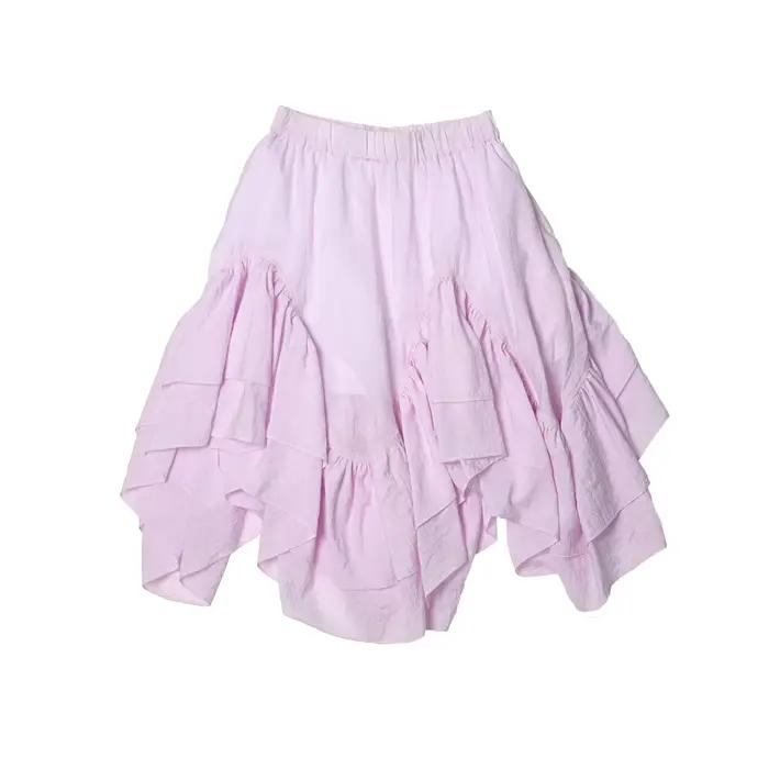 Jupe décontractée rose d'été originale imakokoni pour femme, texture douce, taille élastique, jupe t