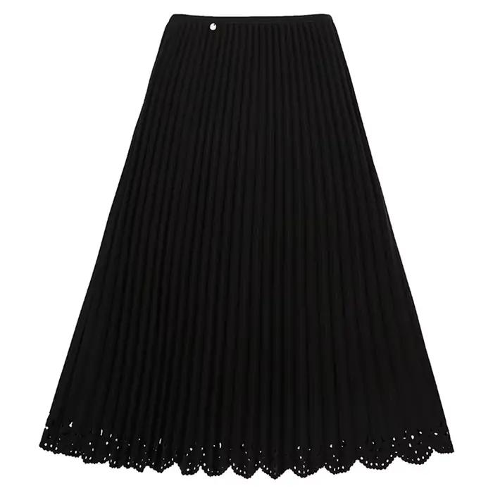 Femmes solide Vintage jupe plissée fleur creuse a-ligne Medi longue Maxi jupe décontracté Vintage Ha