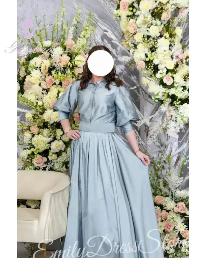 Robe de soirée blanche en satin personnalisée pour femme, longueur ras du sol, col rond, manches lon
