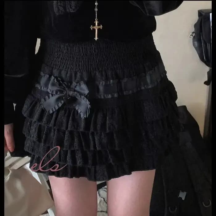 Gaono Lolita gâteau Mini jupes femmes japonais a-ligne taille haute jupe plissée Girly Kawaii amour