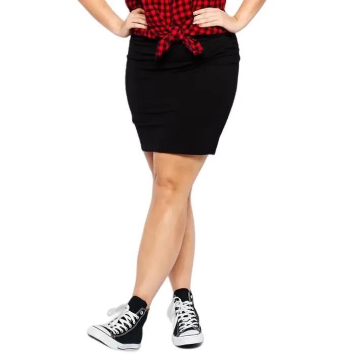 Femmes grande taille été printemps Mini jupe taille élastique solide noir jupe moulante grande taill