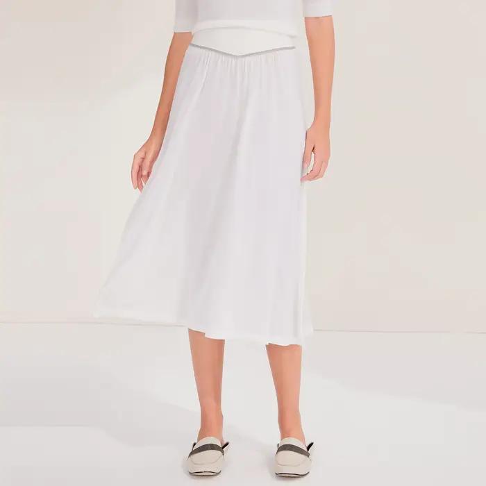 BC1090 femmes 100% laine jupe fluide ceinture élastique décontracté a-ligne Style jupe en laine pour