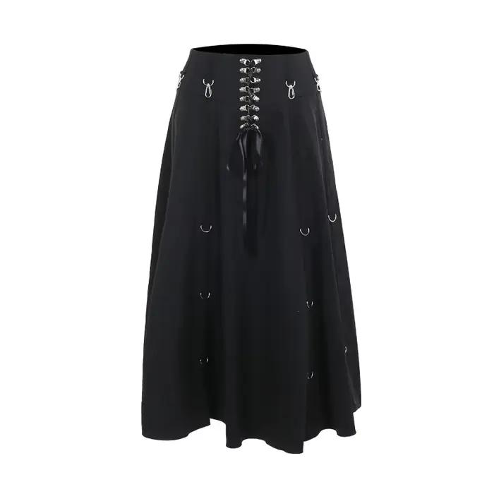 Goth Streetwear jupe gothique femmes Harajuku Emo Alternative Grunge taille haute pansement a-ligne