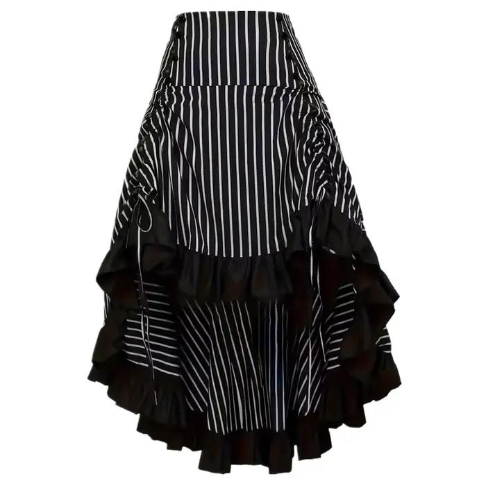 Jupe plissée de style gothique de couleur foncée avec ceinture élastique, longueur mi-longue
