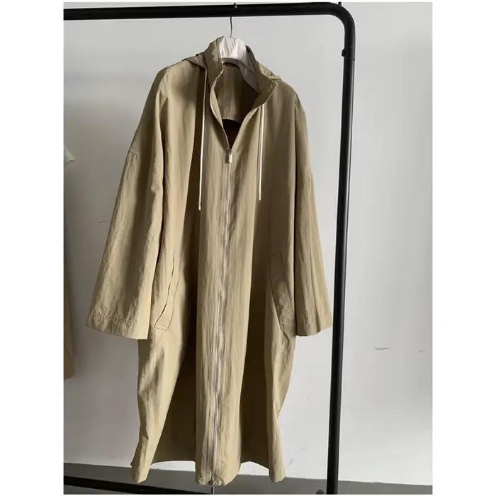 Veste mi-longue à capuche pour femme, Trench-Coat Long à manches longues, coupe ample, fermeture écl