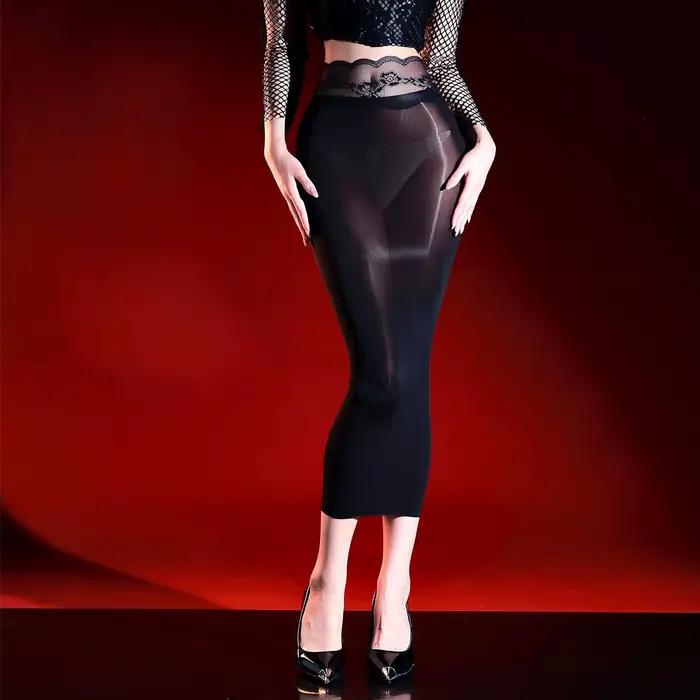 Jupes crayon ultra-fines 5D transparentes pour femmes, mini-jupes moulantes à taille haute en dentel