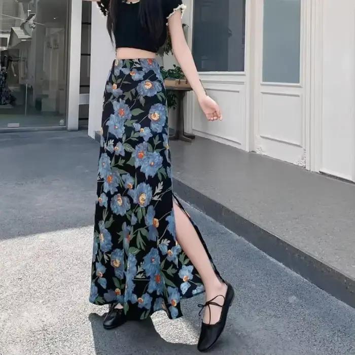 Jupe portefeuille moulante mi-longue pour femme, taille haute, vêtements en mousseline de soie, lign