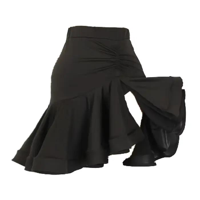 Nouvelle jupe de danse latine femmes Sexy fente jupe de Salsa noire adulte Cha Cha Rumba vêtements d