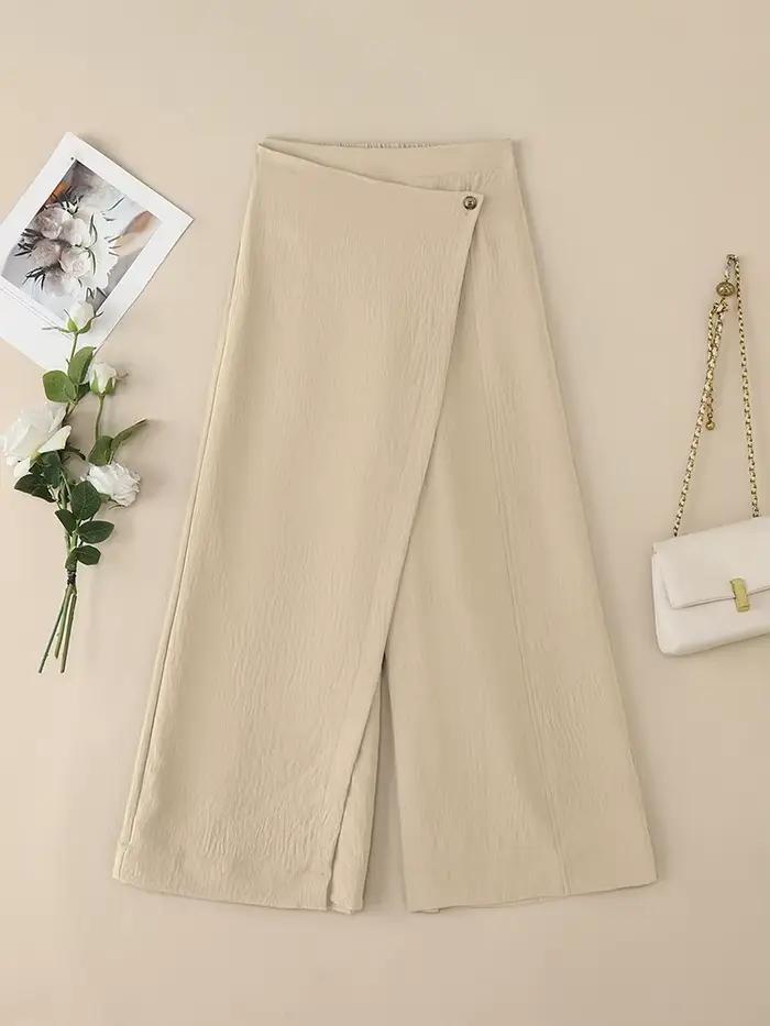 2025 ZANZEA femmes Vintage jupes pantalon couleur unie décontracté pantalon ample automne boutons as