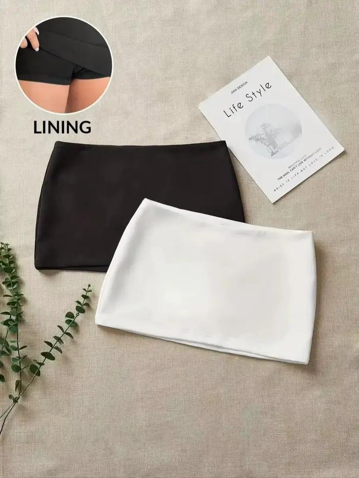 Ensemble jupe mini deux pièces élégant pour femmes, simple, tendance, décontracté, couleur unie.