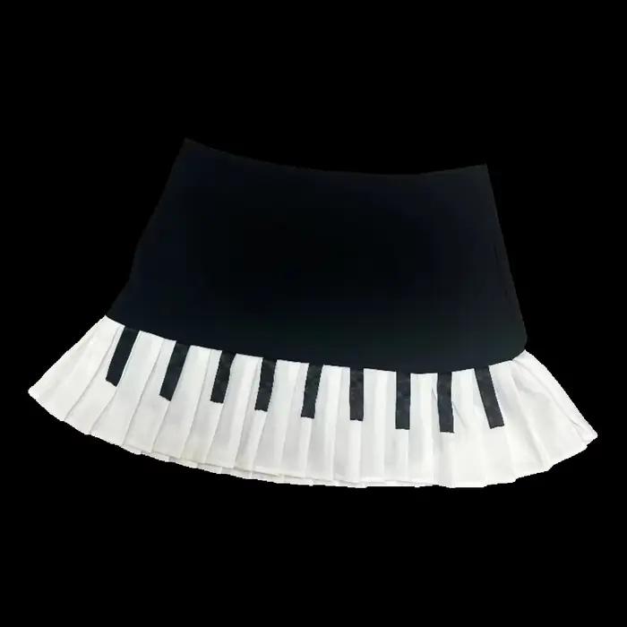 Jupe de Piano Vintage noire et blanche pour femmes, Mini jupes courtes plissées à rayures froncées,