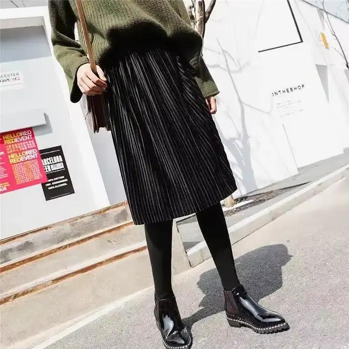 Jupe plissée en velours pour femme, leggings, jupe-culotte chaude pour l'hiver