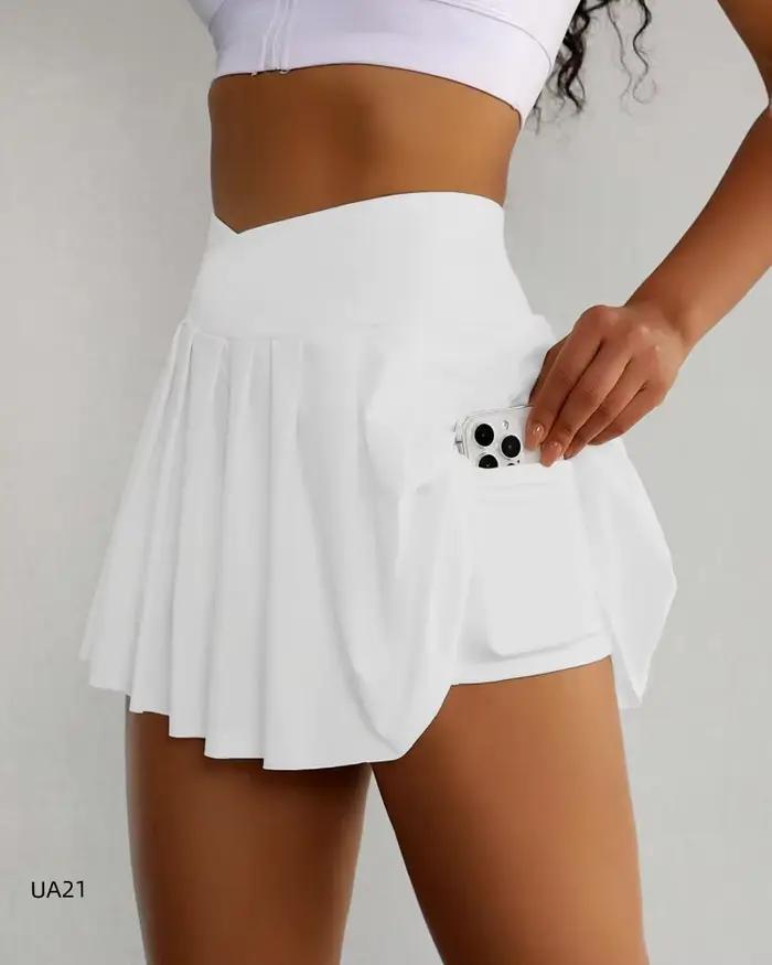 Jupe de tennis plissée taille haute pour femme, nouvelle collection été, deux-en-un, avec poche, ant