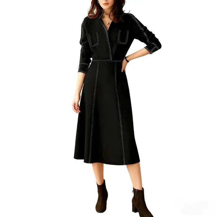 Robe midi noire pour femme 2026 – Robes décontractées élégantes pour femme – Tenues décontractées à