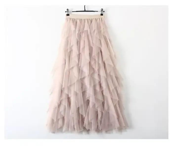 2025 nouvelle mode Tutu Tulle jupe femmes longue Maxi jupe printemps été coréen noir rose taille hau