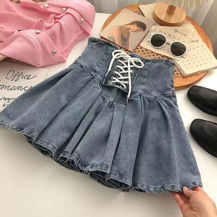 Nouvelle jupe plissée en jean pour filles, collection Printemps-Automne, jupe-short pour enfants, ba
