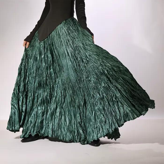 Jupe plissée texturée pour femme, nouvelle collection, longue, simple, drapée, style décontracté, ef