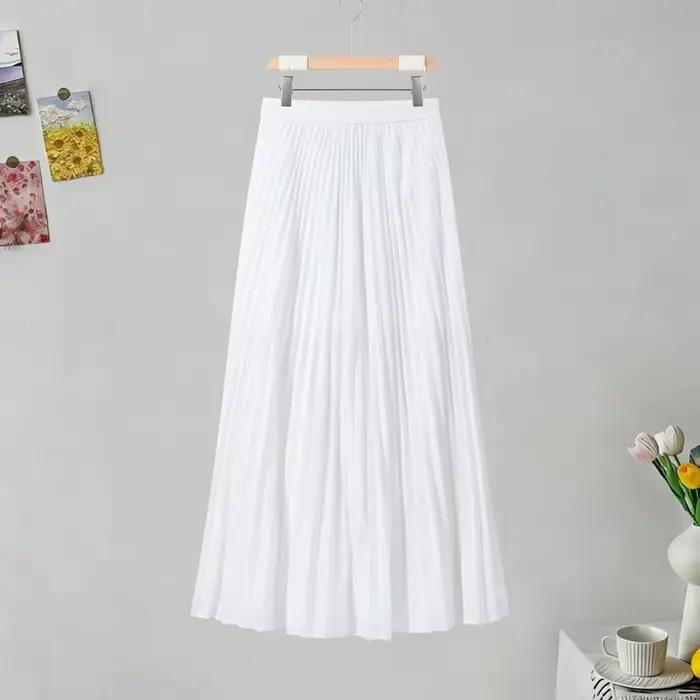 Ensemble jupe élégant pour femme : haut à manches courtes boutonné et jupe longue plissée – Nouveaut