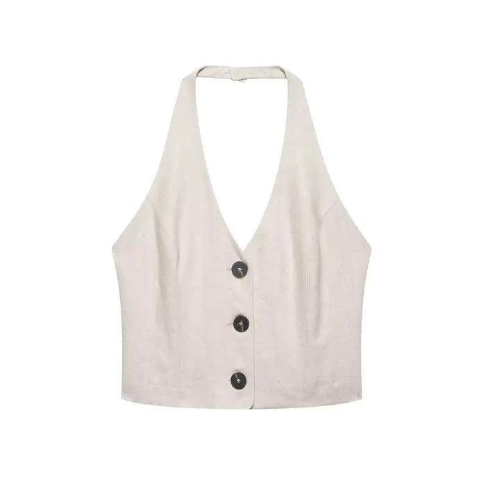 HH femmes jupe ensemble col en v simple boutonnage solide court gilet haut + mode taille haute ferme