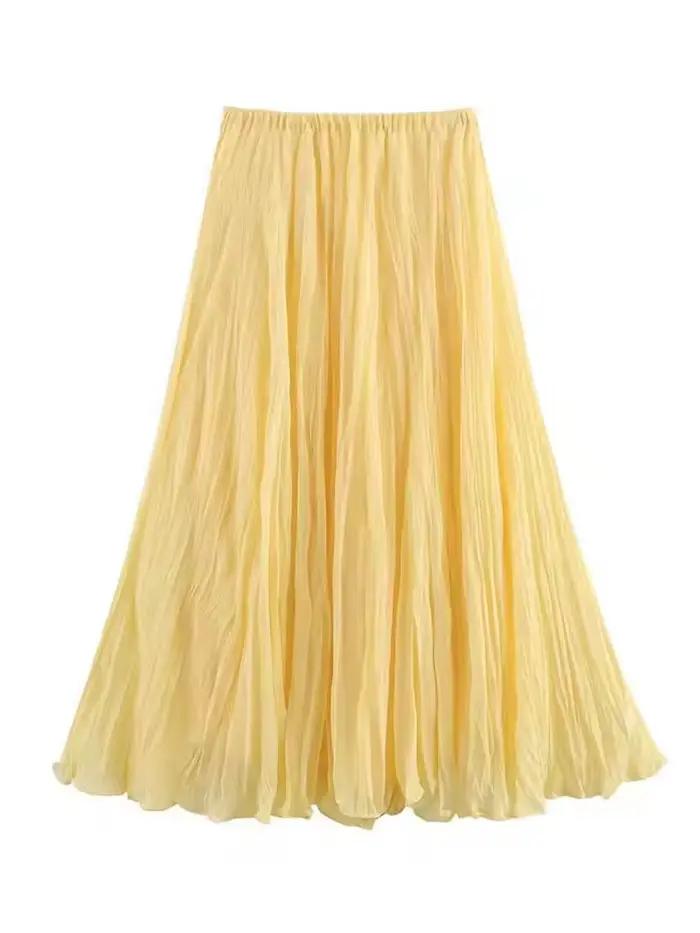 Jupe plissée multicolores pour femmes, taille élastique, coupe trapèze, longue, pour l'été, décontra