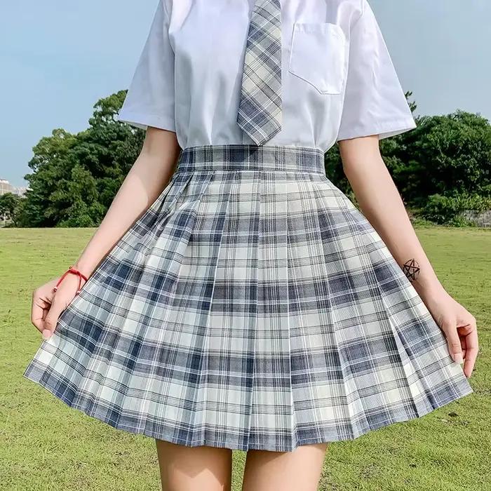 JKPlaid jupe Style japonais taille haute Original Style Preppy jupe à carreaux étudiant uniforme fem