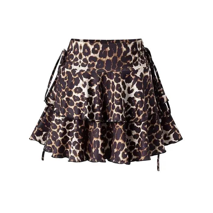 Nouvelle Collection Été – Jupe Courte Élégante et Simple à Imprimé Floral Léopard pour Femme, avec V