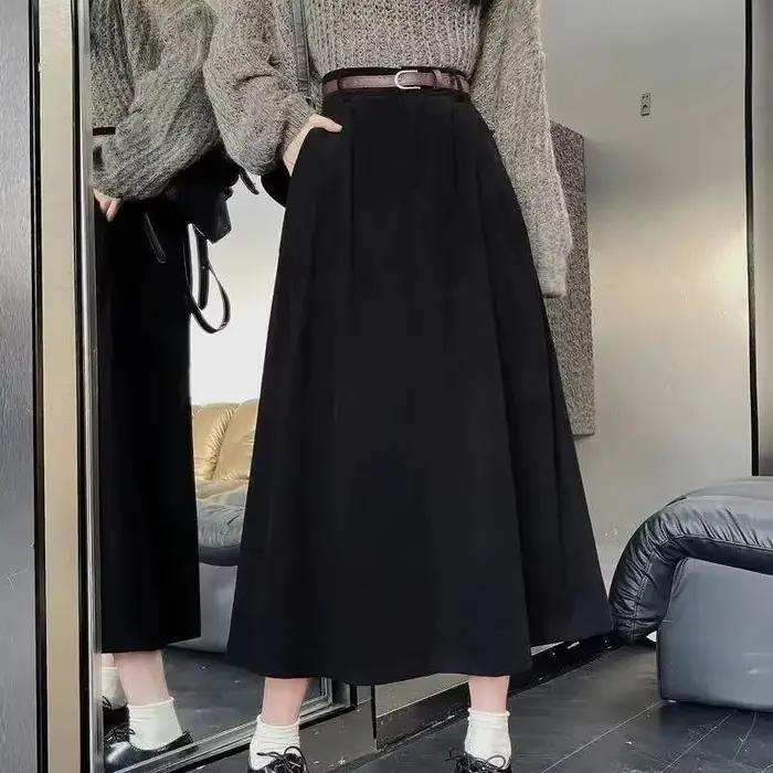 Jupe courte trapèze rétro en velours côtelé pour femme, taille haute, amincissante, coupe droite, en