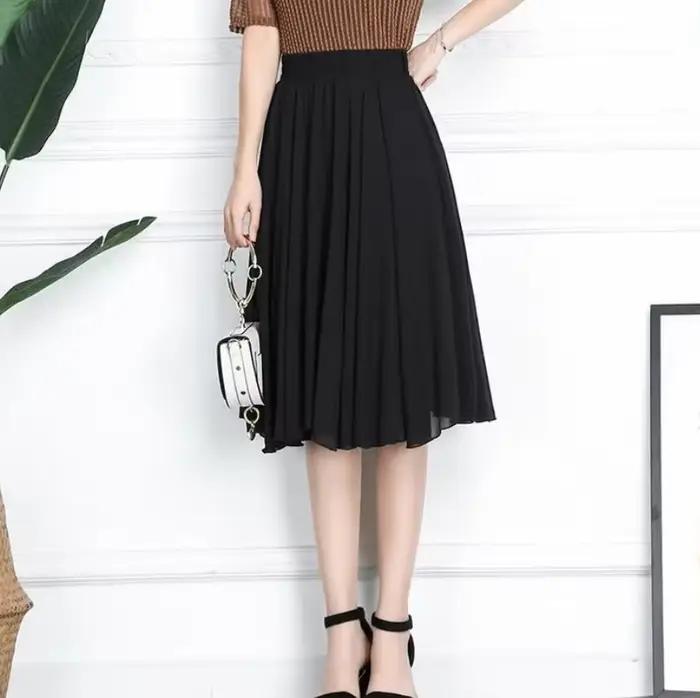 Jupe à volants élégante pour femme, mode été, jupe en mousseline de soie basique pour femme de burea