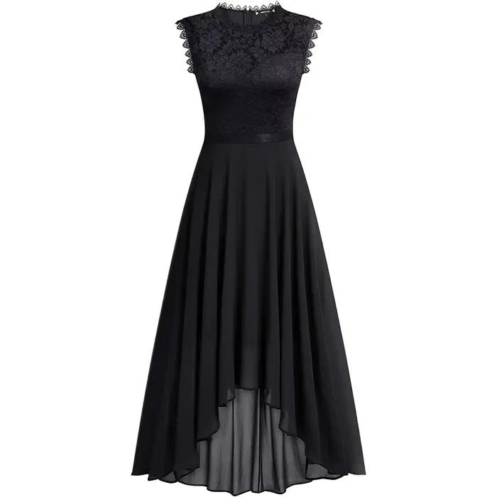 Robe d'été en dentelle pour femme 2026 avec ceinture à nœud, élégante, longueur irrégulière, sans ma