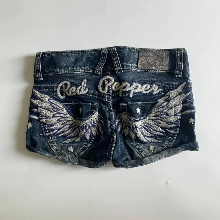 Mini-jupe en jean style jersey '8' avec empiècements, short en jean taille basse pour femme, coupe s