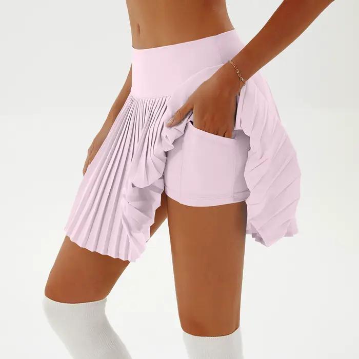 Jupe plissée de Tennis pour femmes, avec doublure intérieure, taille haute, Sport, Fitness, Yoga, Go