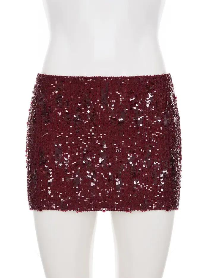 SUCHCUTE – jupe de noël à paillettes pour femmes, Sexy, rouge, taille moyenne, enveloppée sur les ha
