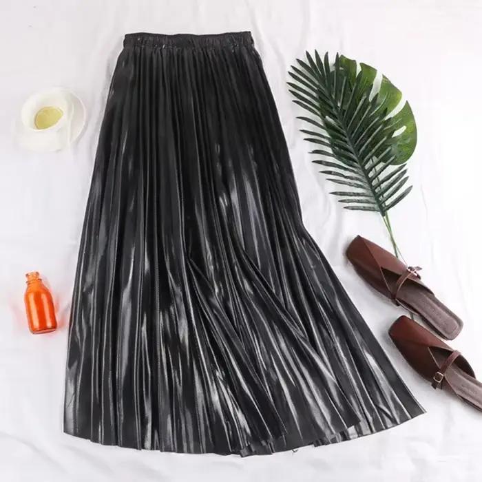 Jupe plissée mi-longue trapèze taille haute pour femmes, nouvelle collection automne-hiver 20224, mo