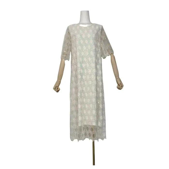 Glamour irisé femmes nouvelle paillettes perle perlée motif géométrique scintillant embelli col rond