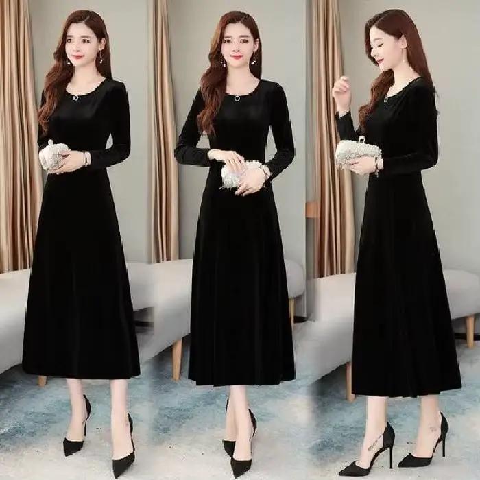 Jupe coréenne en velours pour femmes, nouveau Style, amincissante et rajeunissante, robe à col rond,