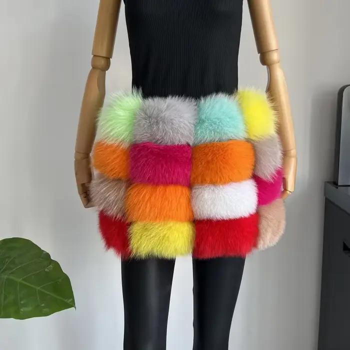 Jupe crayon courte en fourrure de renard véritable pour femme BEIZIRU, élégante et chaude