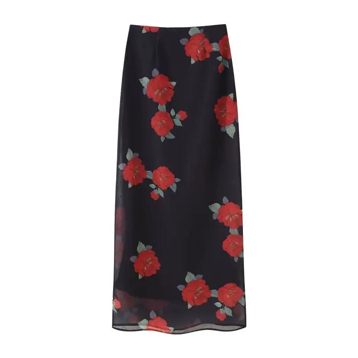 HH femmes jupe d'été Sexy 2 pièces ensemble mode fleur imprimé laminé décoratif haut à bretelles + t