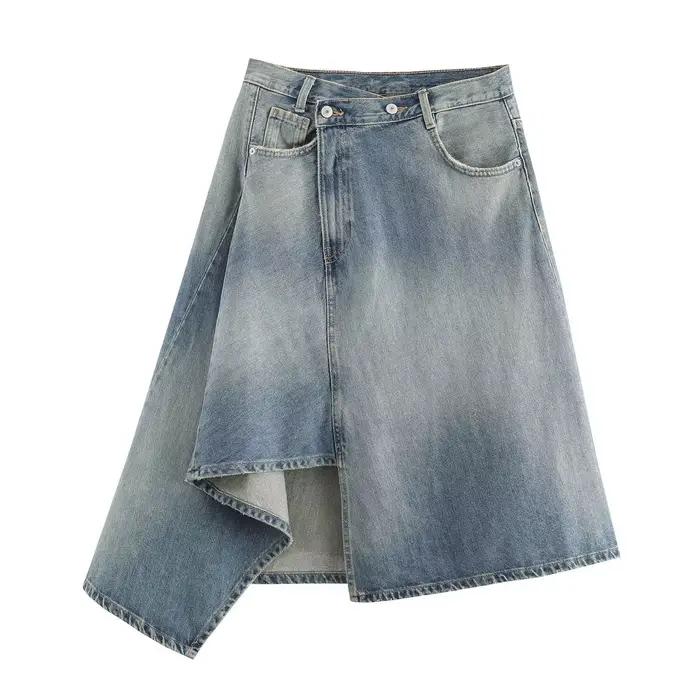 Jupe courte en jean asymétrique taille haute amincissante, nouvelle collection été, mode féminine, t