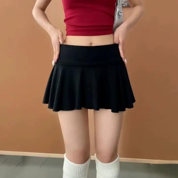 Jupe plissée taille haute pour femme, jupe de sport à taille haute, coupe ajustée et très élastique